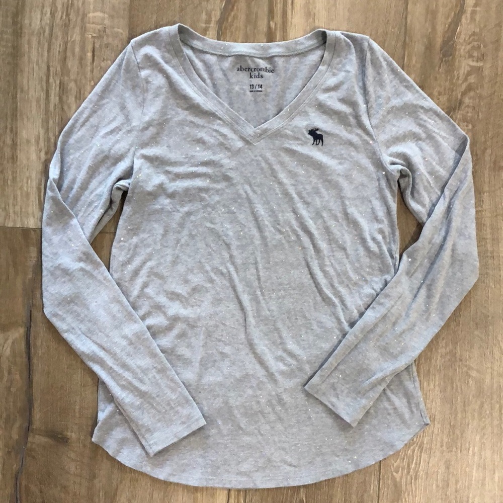 NWOT! - ABERCROMBIE KIDS sPaRkLe V-Neck Logo Long Sleeve